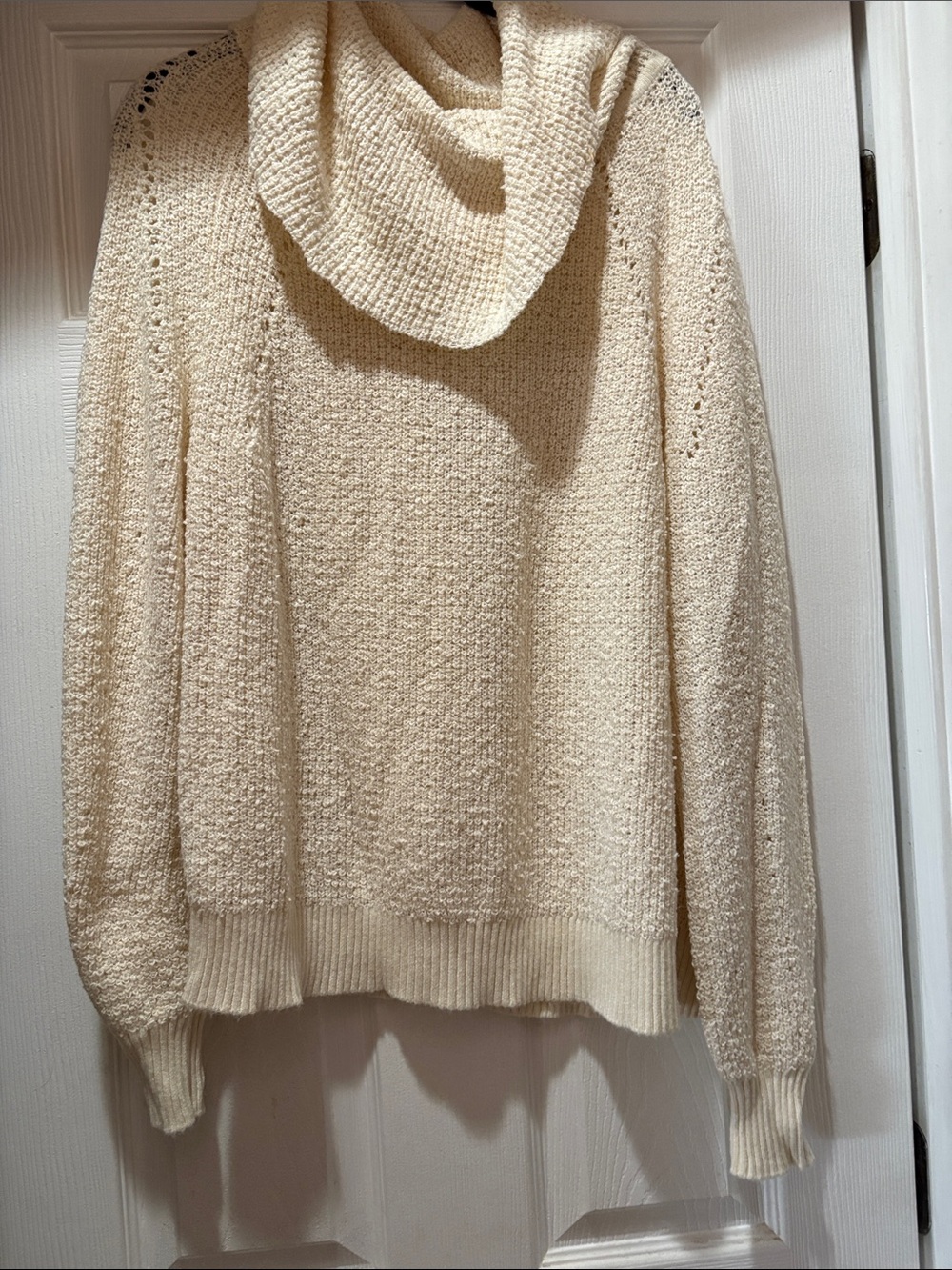 Free People Cream Cowl Neck Knit Sweater